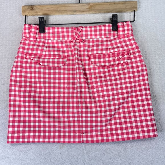 NWOT NIKE Womens M Pink Gingham Dri Fit Golf Skort Performance Inside Pocket - Picture 7 of 11